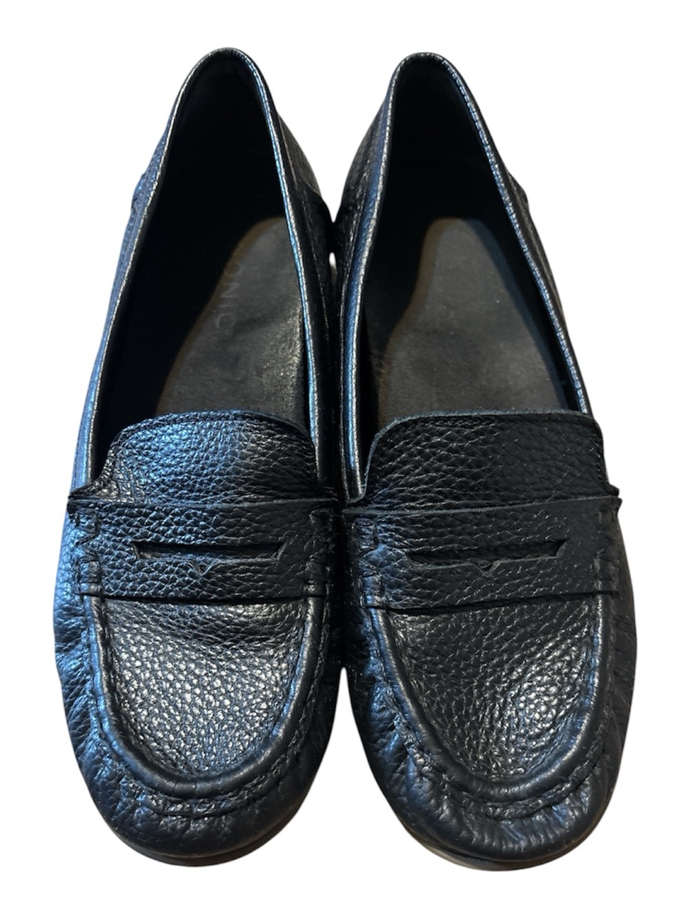 Vionic Black Pebbled Leather Women’s Penny Loafers